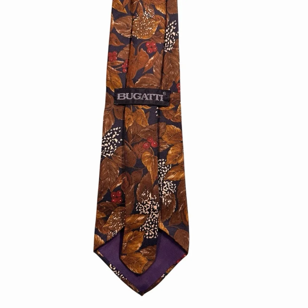 Bugatti Men Neck Tie 100% Italian Silk‎ - Made in USA - Floral